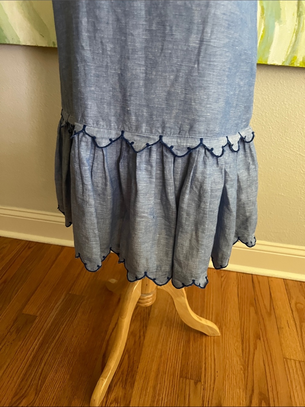 Ann Taylor Chambray Flounce Shift Dress size 4 scalloped - Picture 9 of 16